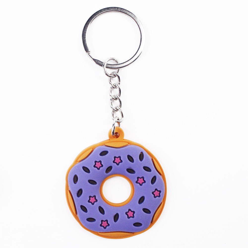 Angfeng Cartoon Donut Keychains Cute Donuts PVC Key Ring Creative