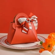 Angfeng Leather Gift Bags Bow Ribbon Packaging Bag Wedding Favour Distributions Bags Eid Mubarak Candy Packaging Box Mini HandbagOrange