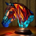 thumbnail image 1 of Angfeng Stained Resin Animal Night Light Resin Stained Glass Bedside Light Home Ornament(Horse), 1 of 8