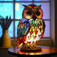 thumbnail image 1 of Angfeng Stained Resin Animal Night Light Resin Stained Glass Bedside Light Home Ornament(Owl), 1 of 8