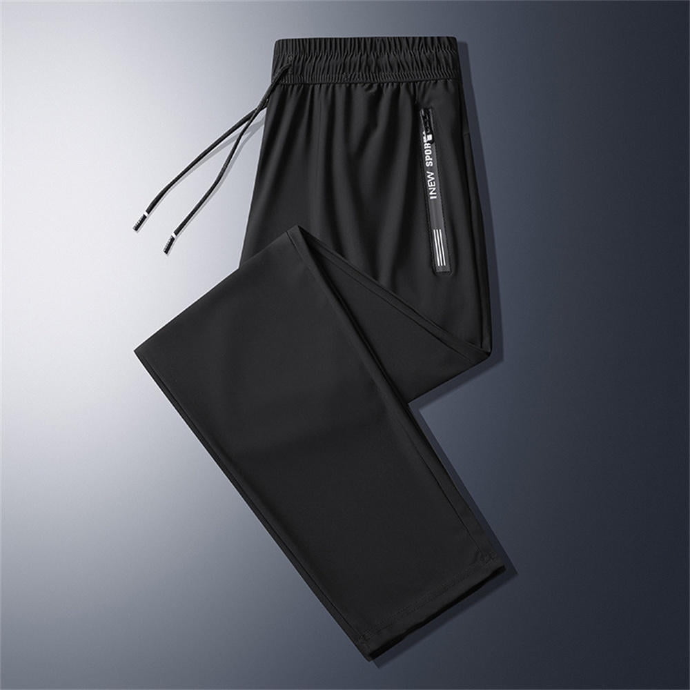 Angfeng Summer Cool Pants Men Plus Size Sweatpants Fashion Casual Stretch Pants Male Black Grey