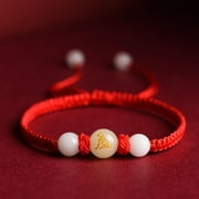 Angfeng Year Of The Dragon Bracelet Chinese Zodiac Bracelet Braided Red String Lucky Luminous Stone Hand Wrist Rope New Year's Gift For The Year Of The Dragon(dog)