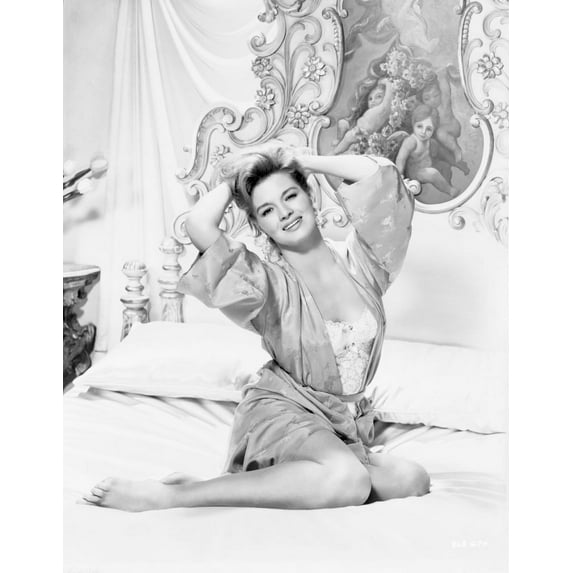 Angie Dickinson in Bed Black and White Photo Print (8 x 10)