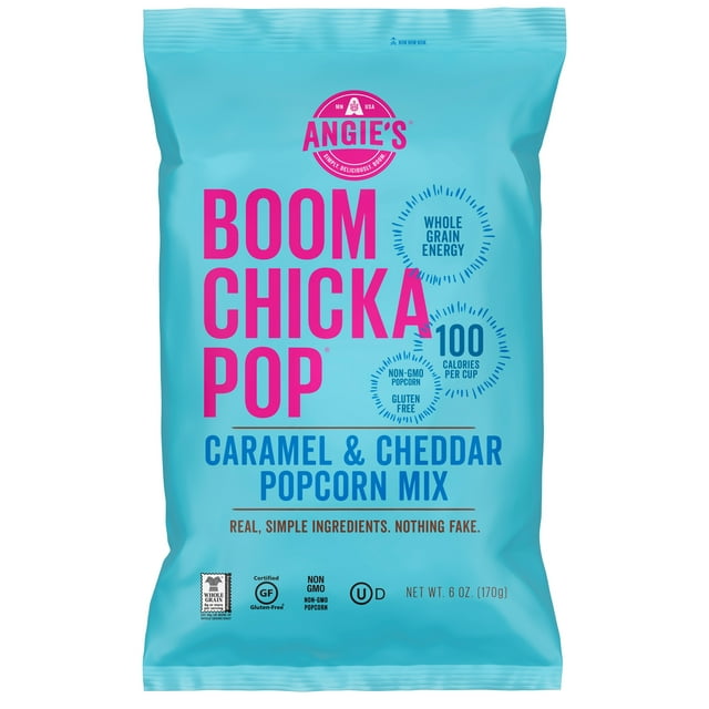 Angie?s BOOMCHICKAPOP Caramel & Cheddar Popcorn Mix, 6 Ounce Bag, Box of 12