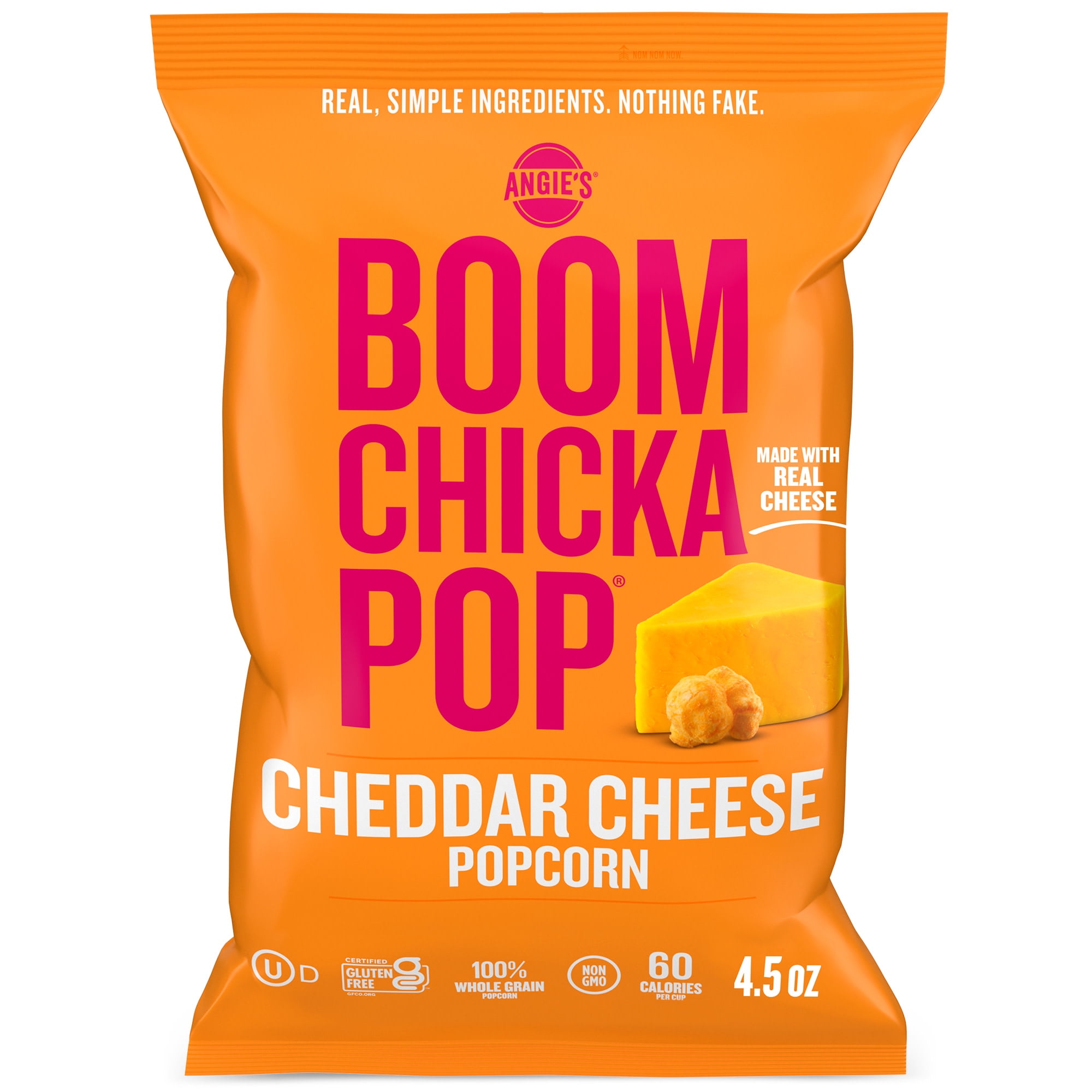 Angie's BOOMCHICKAPOP Cheddar Cheese Popcorn, PrePopped Popcorn Bag, 4