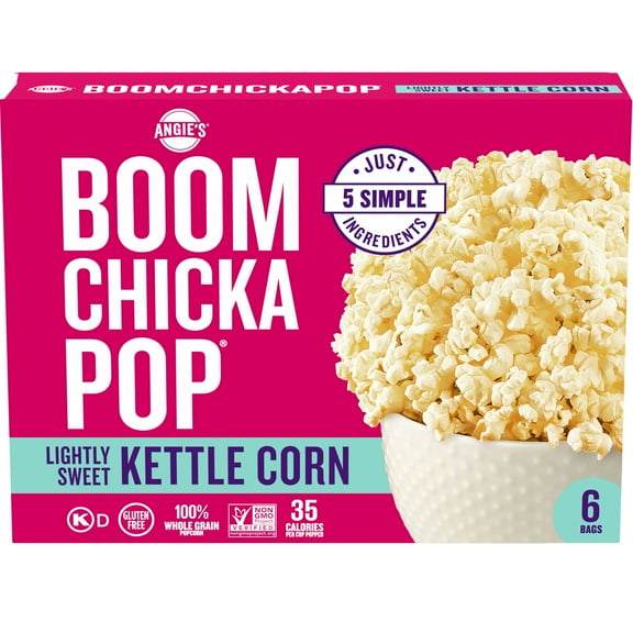 Angie's BOOMCHICKAPOP Lightly Sweet Kettle Corn Microwave Popcorn, 3.29 oz., 6-Count Bags