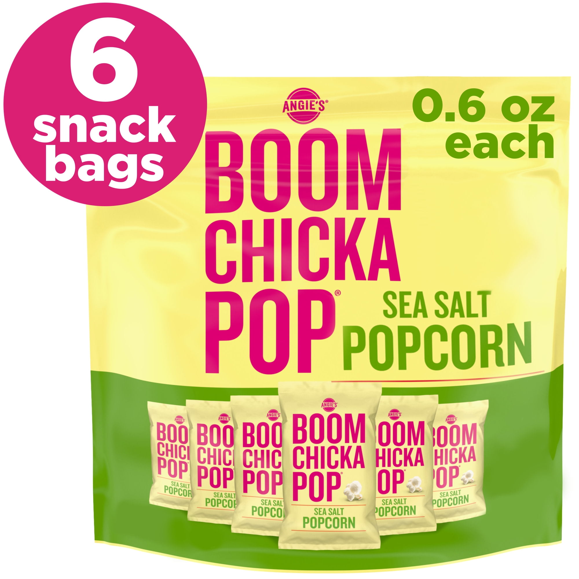 Angie's BOOMCHICKAPOP Sea Salt Popcorn, 0.6 oz., 6-Count