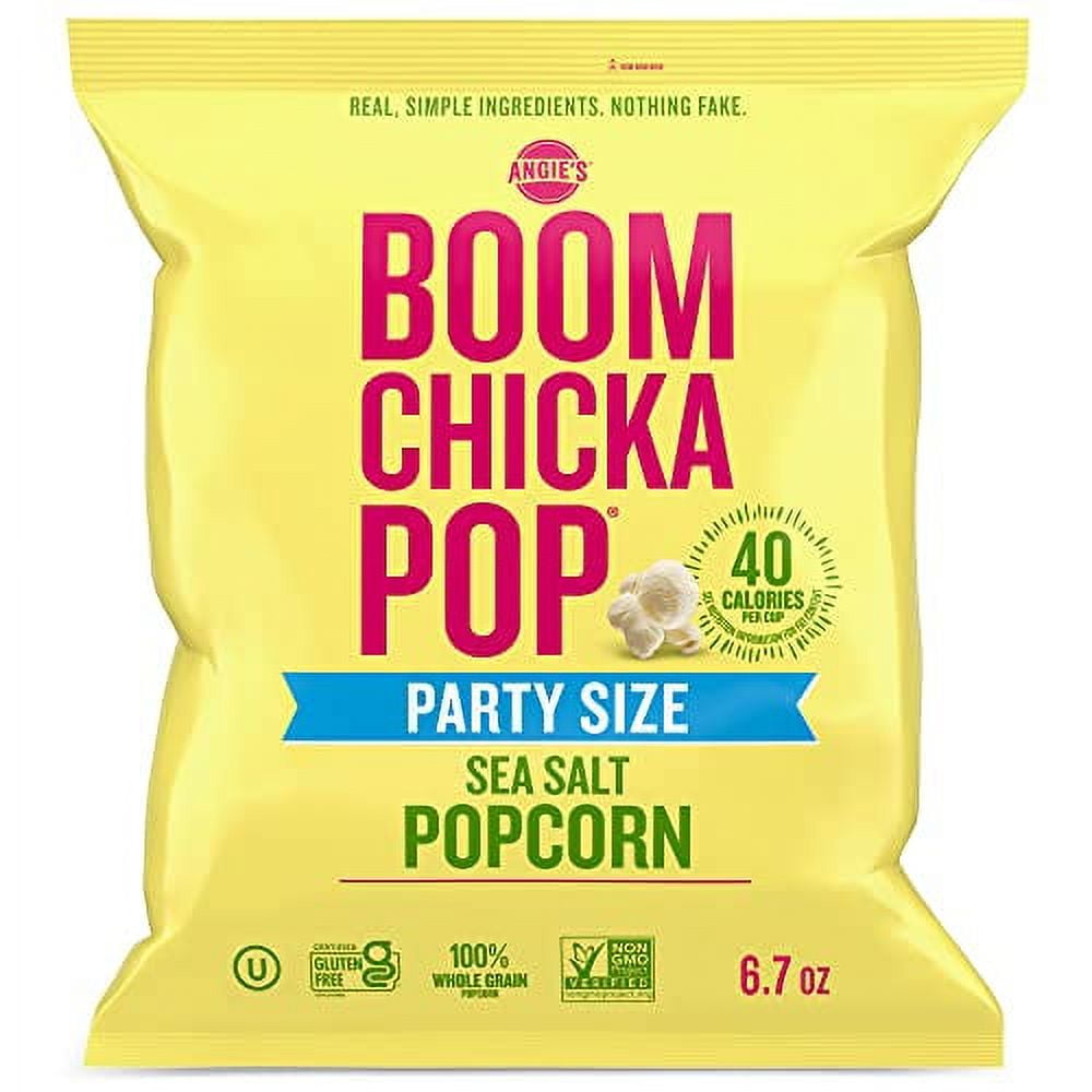 Angie's BOOMCHICKAPOP Sea Salt Popcorn, Gluten Free, Party Size, 6.7 oz