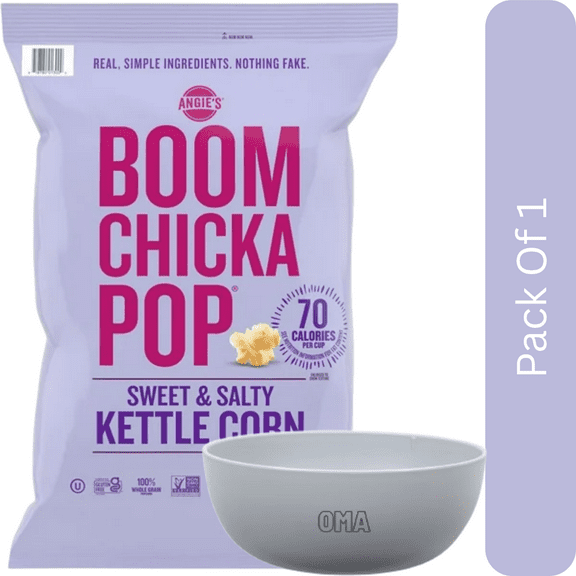 Angies BOOMCHICKAPOP Sweet & Salty Kettle Corn, 25 oz, With Olive White Bowl By OMA