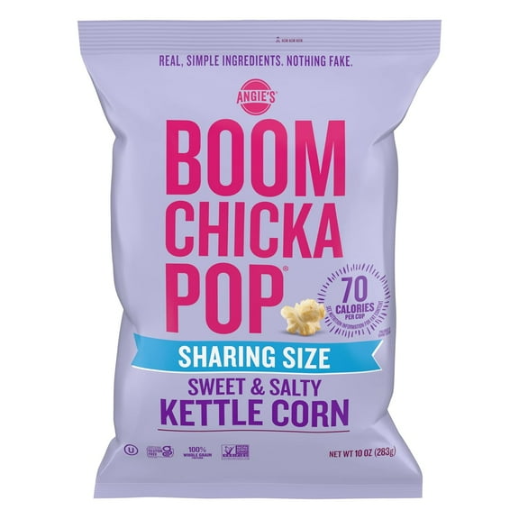 Angie's BOOMCHICKAPOP Sweet and Salty Kettle Corn Popcorn, Gluten Free, Party Size 10 oz.
