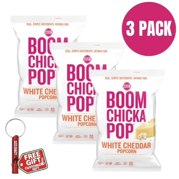 Angie's BOOMCHICKAPOP White Cheddar Popcorn, 1.25 oz Bag (Pack of 3), Gluten-Free, Non-GMO Healthy Snacks