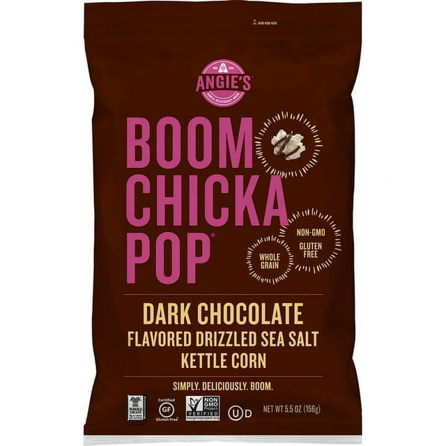 Angie's BoomChickaPop Gluten Free Seasonal Kettle Corn Dark Chocolate Drizzle Sea Salt - 5.5 oz Pack of 2