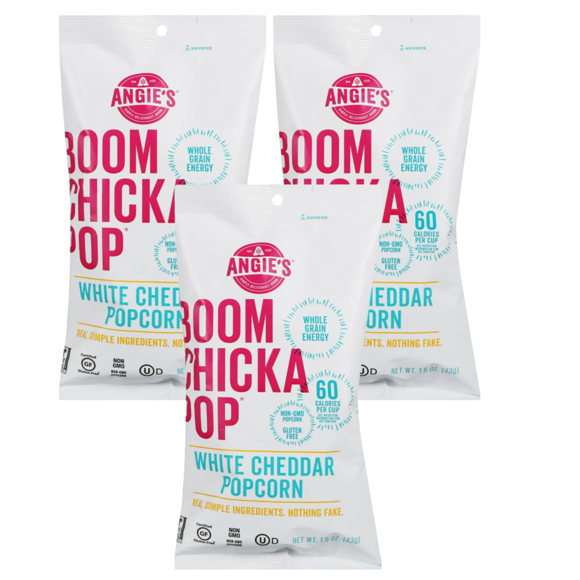 Angies Boom Chicka Pop White Cheddar Popcorn, with Whole Grain Popped
