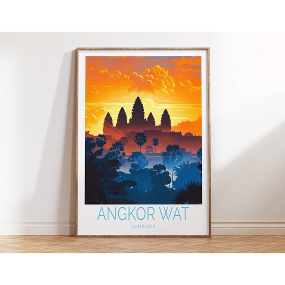 Angkor Wat Cambodia Ancient Temple Birthday Wall Art, Unframed Paper Print Size 8x12