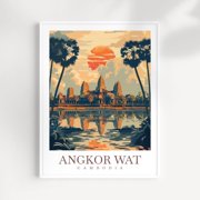 Angkor Wat Cambodia Travel Wall Art Print, Historic Temple Home Decor