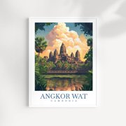 Angkor Wat Cambodia Wall Art Print, Historic Temple Travel Home Decor