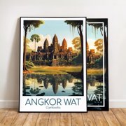 Angkor Wat Poster, Cambodia Temple Wall Art, Unframed Paper Poster 8x10in