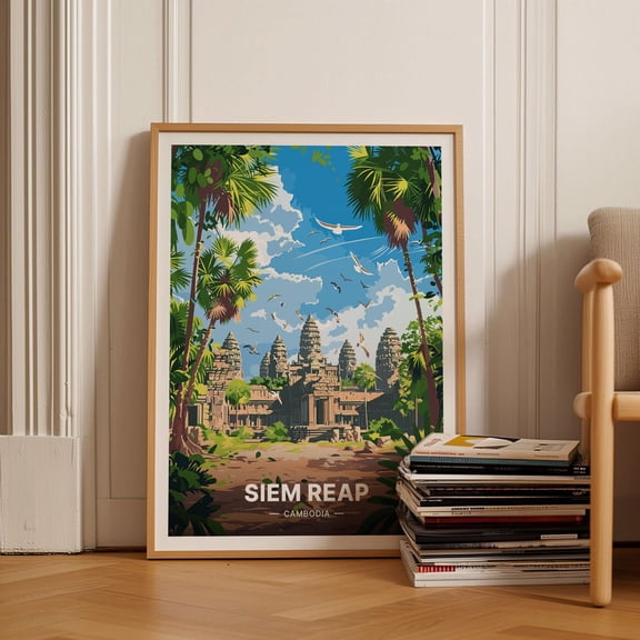 Angkor Wat Siem Reap Cambodia Travel Wall Art 2, Unframed Paper Poster 8x10in