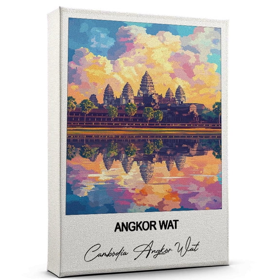 Angkor Wat Travel Scenic Canvas Wall Art -Cambodia Angkor Wat Canvas Nature-Inspired Print for Bedroom, Living Room, or Office Travel Gift