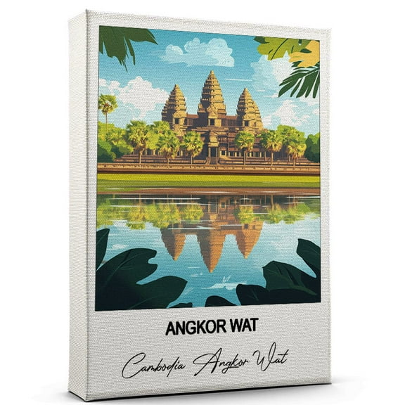 Angkor Wat Travel Scenic Canvas Wall Art -Cambodia Angkor Wat Canvas Nature-Inspired Print for Bedroom, Living Room, or Office Travel Gift