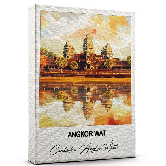 Angkor Wat Travel Wall Decor Scenic Travel Canvas Print of Cambodia Angkor Wat Canvas Beautiful Gift for Home, Office, or Living Space