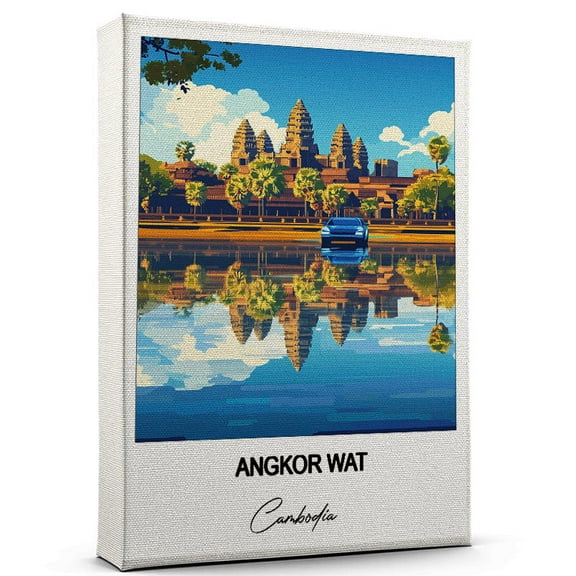 Angkor Wat Travel Wall Decor Scenic Travel Canvas Print of Cambodia Canvas Beautiful Gift for Home, Office, or Living Space