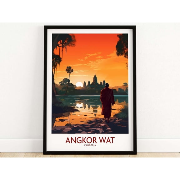 Angkor Wat Wall Art Travel Print Home Dcor Poster Gift Digital Illustration Artwork
