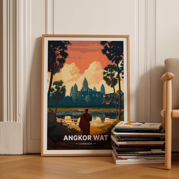 Angkor Wat World Heritage Site Adventure Wall Art, Unframed Paper Poster 11x14in