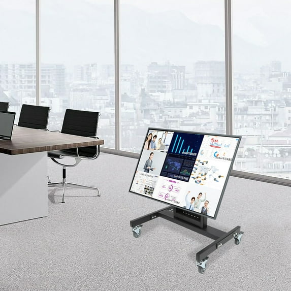Angle Adjustable Mobile TV Stand Mount Universal Flat Screen Rolling TV Cart