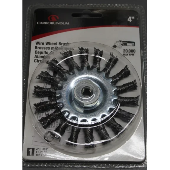 Angle Air Grinder Carborundum 4" Knot Twist Wire Wheel Brush 3/8-24 Thread Arbor