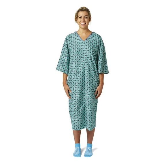 Angle Back Hospital Gown Diamond Green and Blue Print - Pack of 6