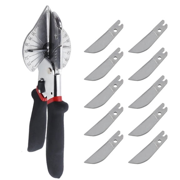 Angle Cutter, Adjustable Multi-Angle Cutter with SK5 Alloy Blades, Miter Shears with Replaceable Blade, 45-135 Degree Adjustable Miter Shears, 10 Anvil for Molding, Trim