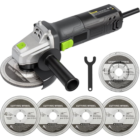 Angle ,Equipped with 4.0 Amps with 750W Output Power,4-1/2 inch Corded Angle 12000RPM with & Wheels,Flap Disc and Auxiliary Handle