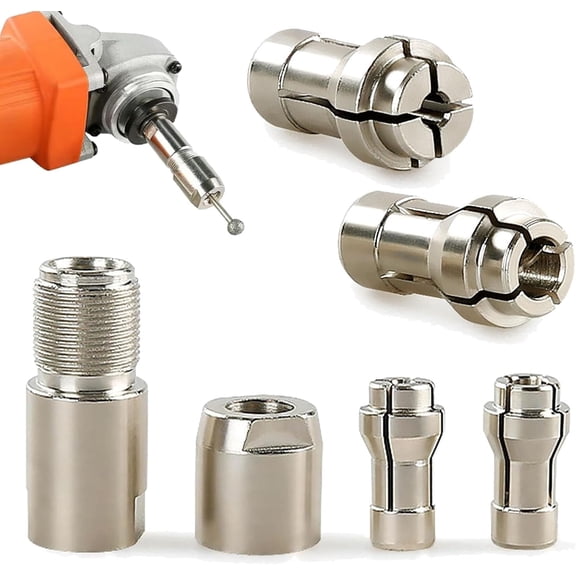 Angle Grinder Conversion Kit 3mm/6mm Dual Collet – Universal Straight Grinder Adapter For Carving & Polishing, 100-Tyle Angle Grinder Adapter for 5/8"‑11 Thread (3mm (1/8") + 6mm (1/4"))