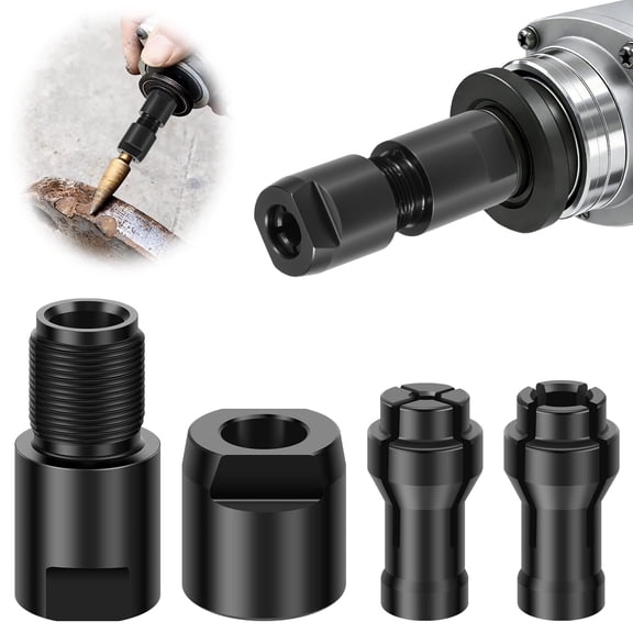 Angle Grinder to Die Grinder Adapter 5/8inch-11 Thread to 1/4inch and 1/8inch Collet Chucks Heavy Duty Extension Connecting Rod for Rotary Burrs Wood Carving and Metal Polishing