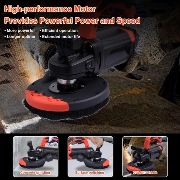 Angle Grinder, Electric Grinder Power Tools with Grinding and Cutting Wheels, Flap Disc and Auxiliary Handle for Cutting, Grinding, Polishing and Rust Removal - Red