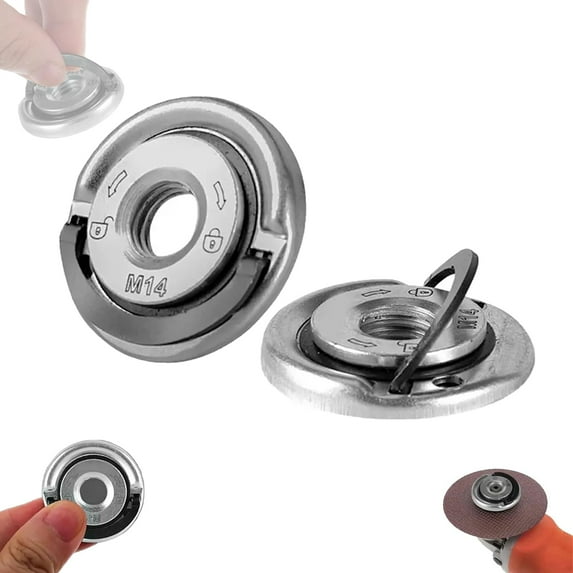 Angle Grinder Flange Nut Quick-Lock M10 M14 5/8-11 Thread Self-Locking Flange Grinding Disc & Secure Polishing Attachment,A