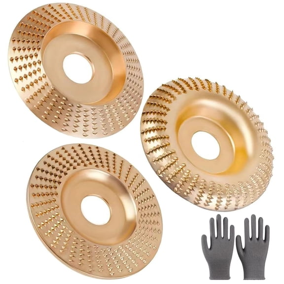 Angle Grinder Polishing Pad 3-Piece Set, Tungsten Carbide Wood Carving Disc for Fast Stock Removal, Shaping & Sanding, Universal Fit for Woodworking