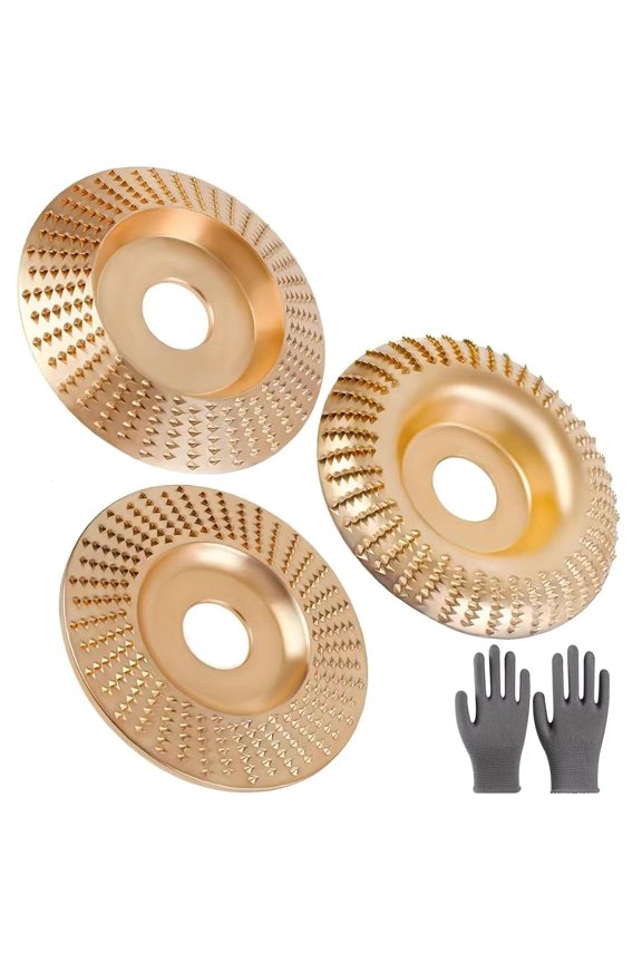 Angle Grinder Polishing Pad 3-Piece Set, Tungsten Carbide Wood Carving Disc for Fast Stock Removal, Shaping & Sanding, Universal Fit for Woodworking