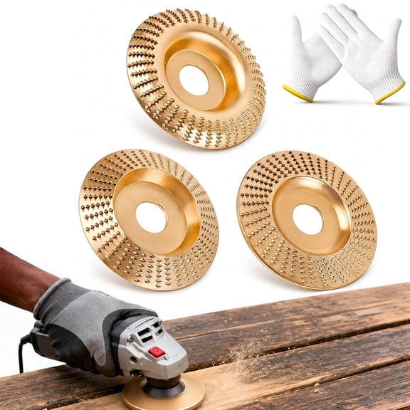 Angle Grinder Polishing Pad, Heavy Duty Wood Carving Disc Set, Tungsten Carbide Grinding Wheel for 4 & 4-1/2 Inch Angle Grinder, 3Pcs Flat/Curved/Beveled Profiles