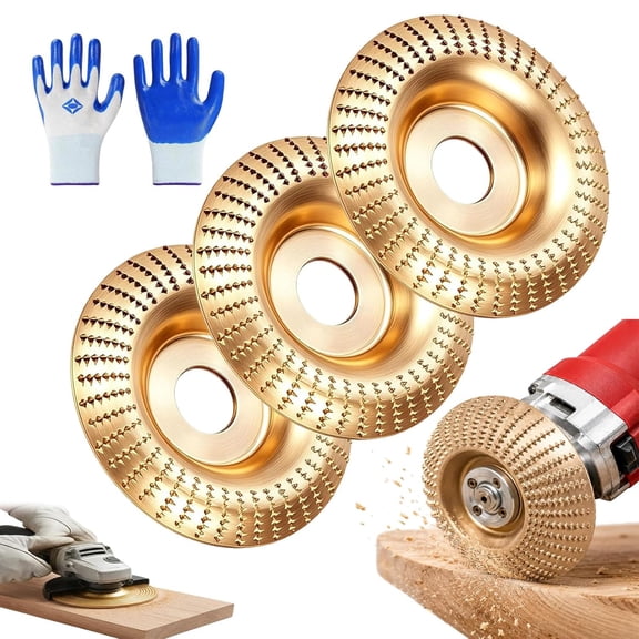 Angle Grinder Polishing Pad, Tungsten Carbide Grinding Wheel Wood Carving, Heavy-Duty Wood Carving Disc Set for Wood Sanding Polishing and Surface Finishing (Curved)