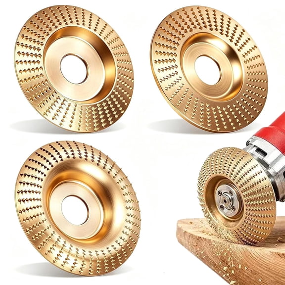 Angle Grinder Polishing Pad, Tungsten Carbide Wood Carving Disc Set, Heavy-Duty Sanding Discs & Shaping Wheel for 4" & 4-1/2" Grinders - Cutting, Polishing and Buffing (3pcs)