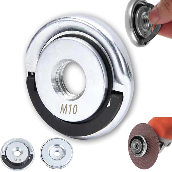 Angle Grinder Tool Flange Nut, Self Tightening Lock Nut for Angle Grinders, Portable Plate Chuck Nuts Metal, Quick Clamping Replacement Part for Angle Grinder Discs(1PC M10)