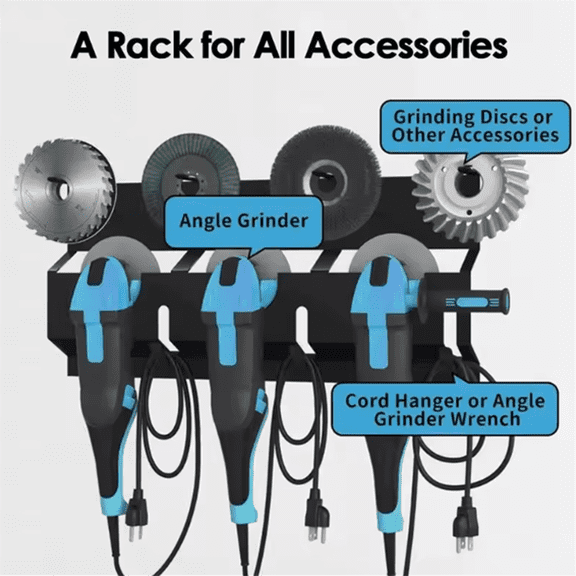 Angle Grinder Wall Storage Mount Metal Wall-Mounted Hanging Shelf Fixed Polishers Holder Stable Storage for Home Garage,1 x Angle grinder storage rack,Black