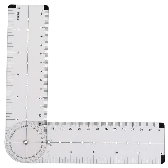Angle Measurement Ruler - Clear, Flexible and Adjustable Geometry Measuring Tool - Measure Angles to 360 Degrees and Lines to 12"