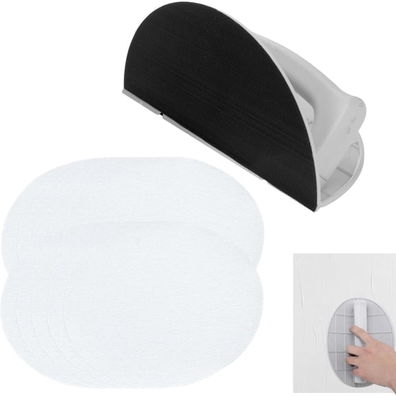 Angle Sanding Tool, Self-Adhesive 180 Grit, Semi-Circular Handheld Detail Sander Kit for Wall Corner