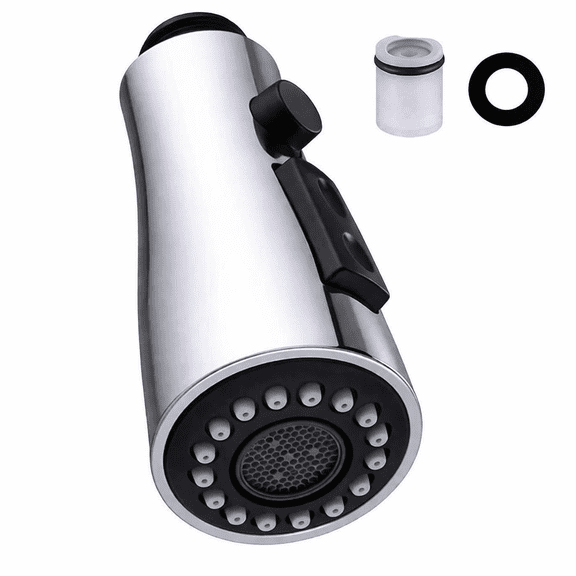 Angle Simple Kitchen Faucet Head Replacement, G 1/2 or 13/16 Inch Male Thread Connector, Tested to NSF/ANSI/CAN 61 & 372, Sink Faucet Sprayer Attachment,Brushed Nickel, Stream Spray and Pause Mode