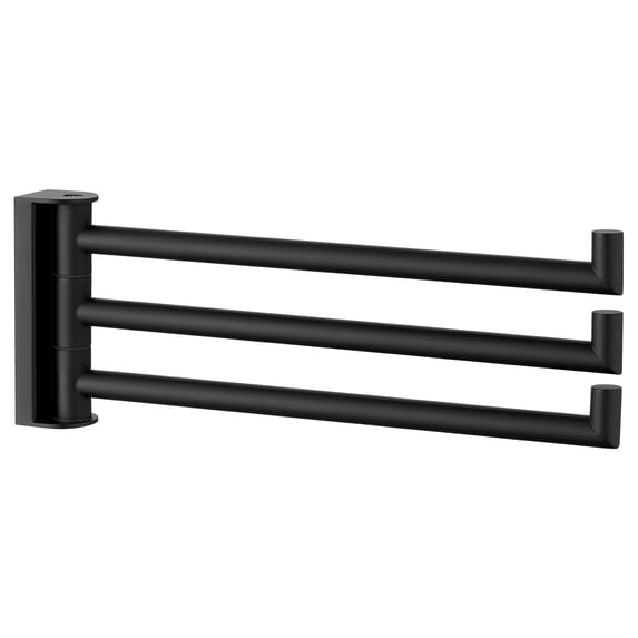 Angle Simple Swivel Hand Towel Holder 3 Bars, 304 Stainless Steel Hand Towel Rack, Folding Bathroom Towel Hanger Wall Mount, Matte Black
