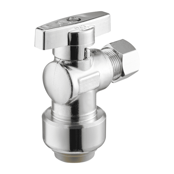 Angle Stop Valve 10 Pack, 1/2" PTC x 3/8" OD Compression, 1/4 Turn Shut Off Valves, Lead-Free Brass, for PEX, Copper, CPVC - Water Control