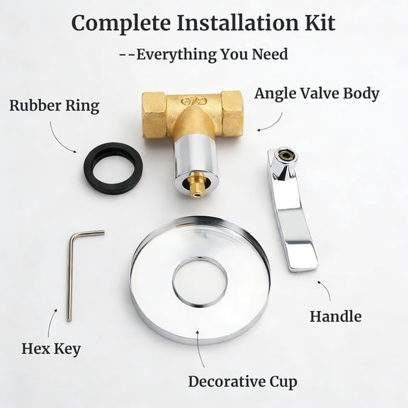 Angle Stop Valve, Copper Concealed Installation 1/2 Turn Water Shut Off Valves Leakage Proof Connect Plumbing Fitting for Faucet and Toilet$$Tools & Hardware Other